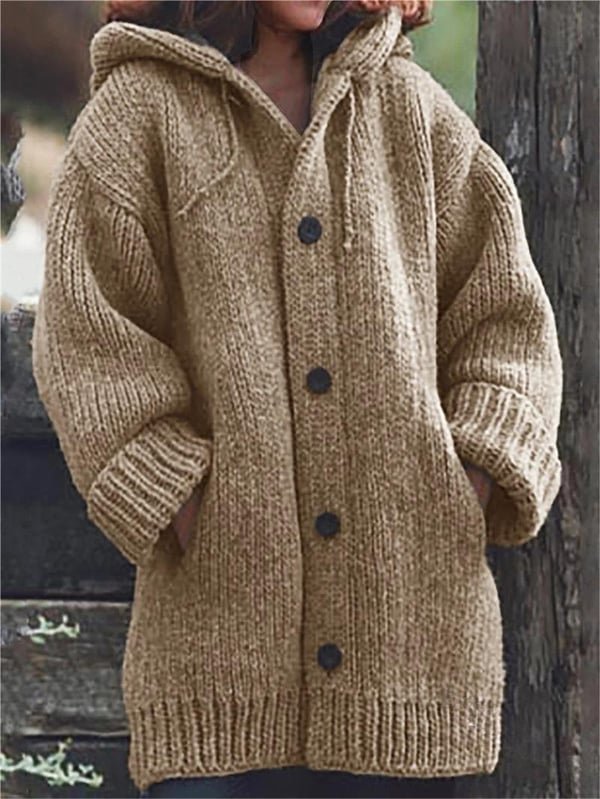 Oversized gebreid damesvest met capuchon