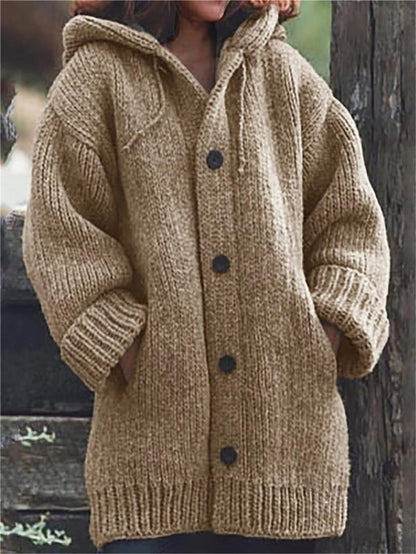 Oversized gebreid damesvest met capuchon