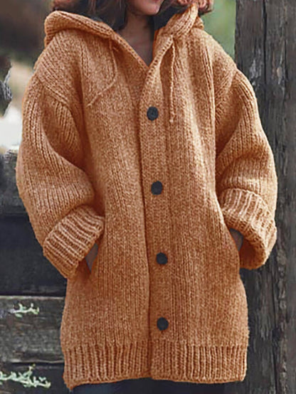 Oversized gebreid damesvest met capuchon