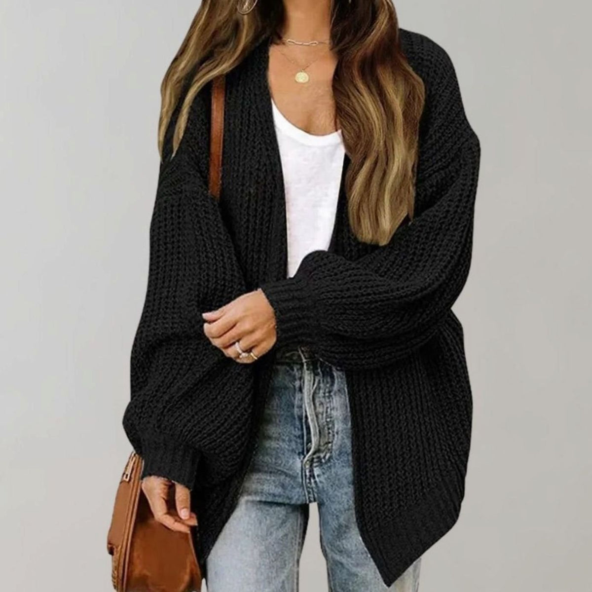 Oversized gebreid open vest voor dames met relaxte pasvorm