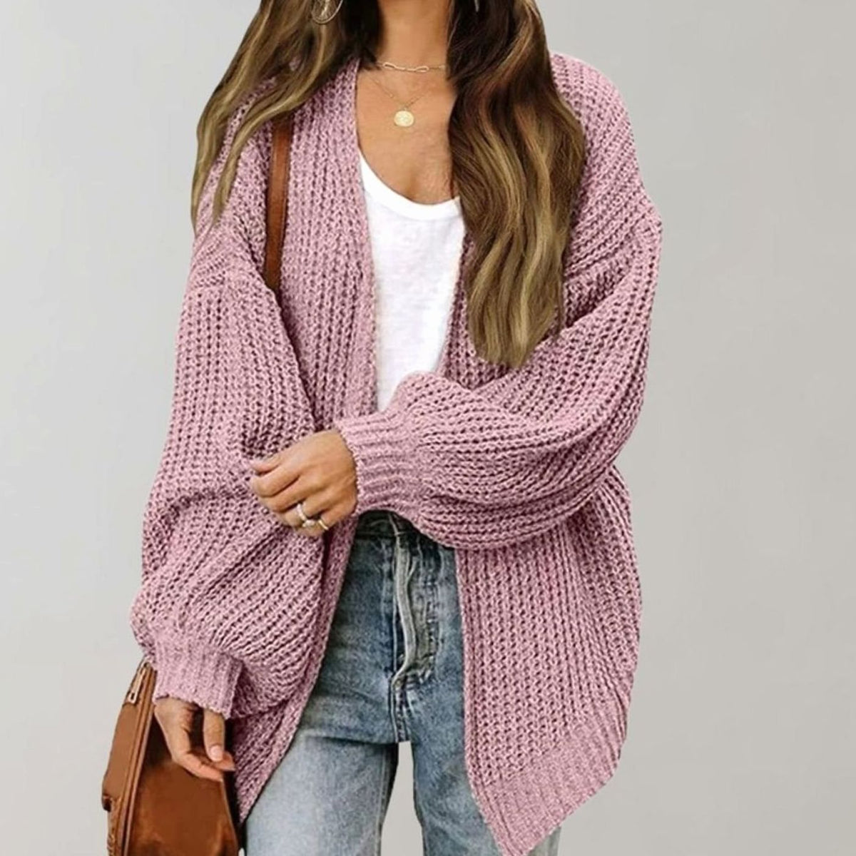 Oversized gebreid open vest voor dames met relaxte pasvorm