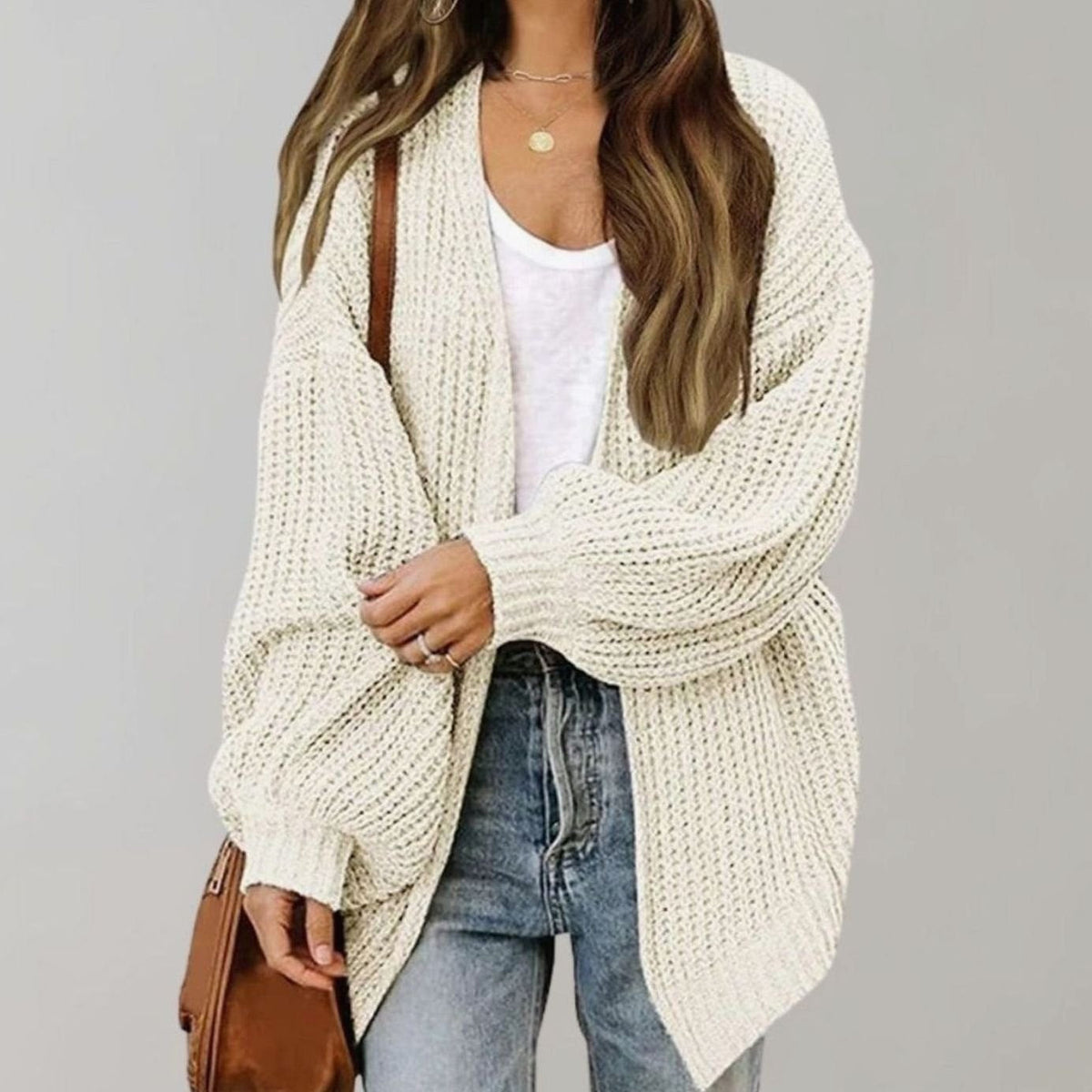 Oversized gebreid open vest voor dames met relaxte pasvorm