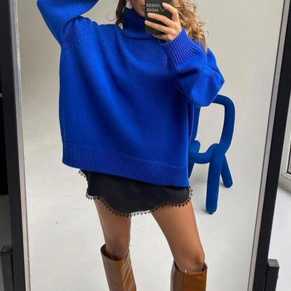 Oversized gebreide coltrui met lange mouwen voor dames