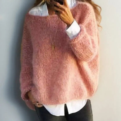 Oversized gebreide damestrui met mohairmix