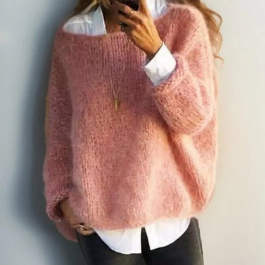Oversized gebreide damestrui met mohairmix
