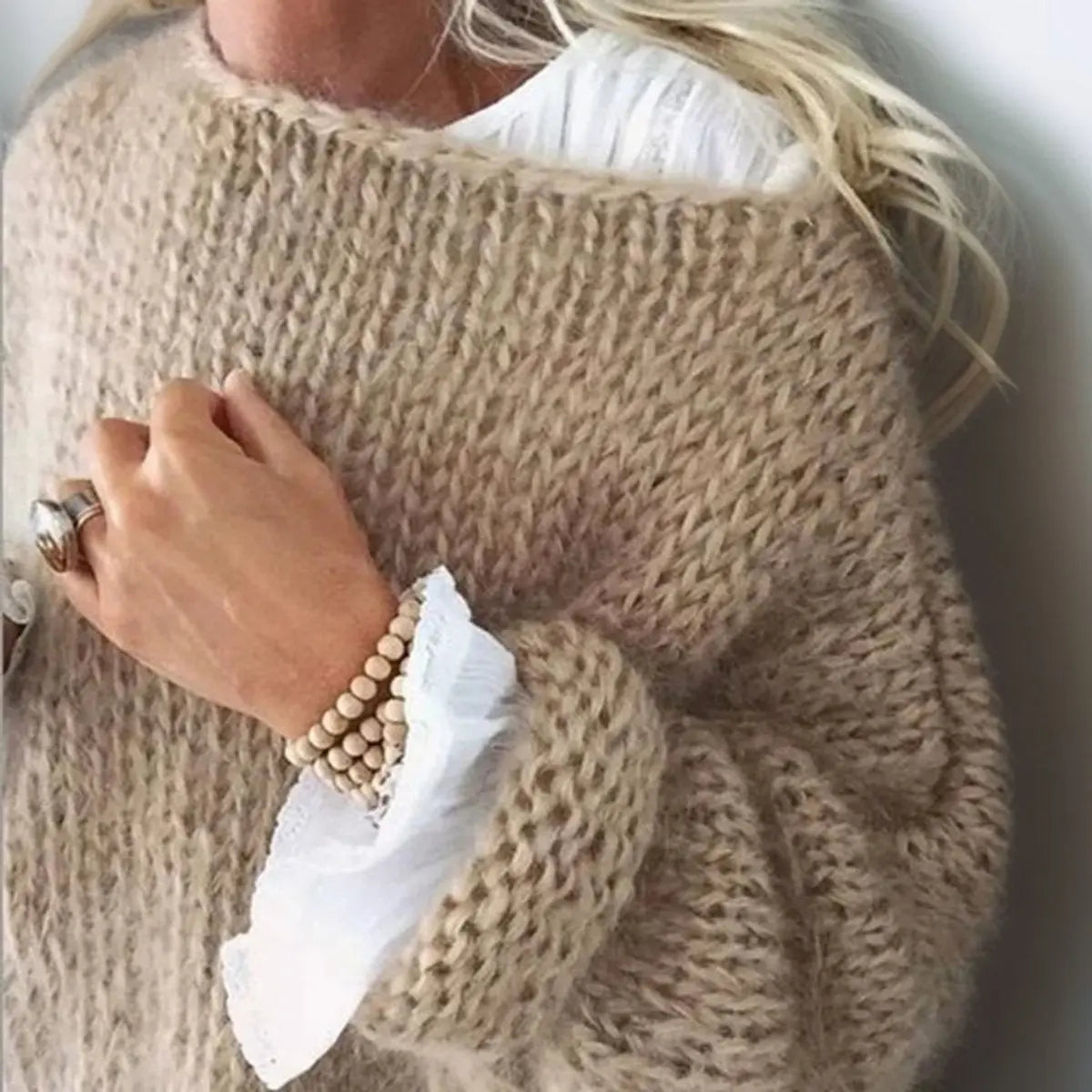 Oversized gebreide damestrui met mohairmix