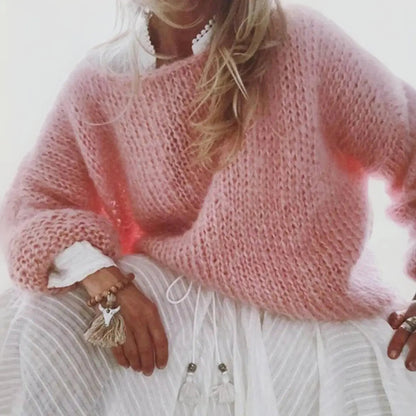 Oversized gebreide damestrui met mohairmix