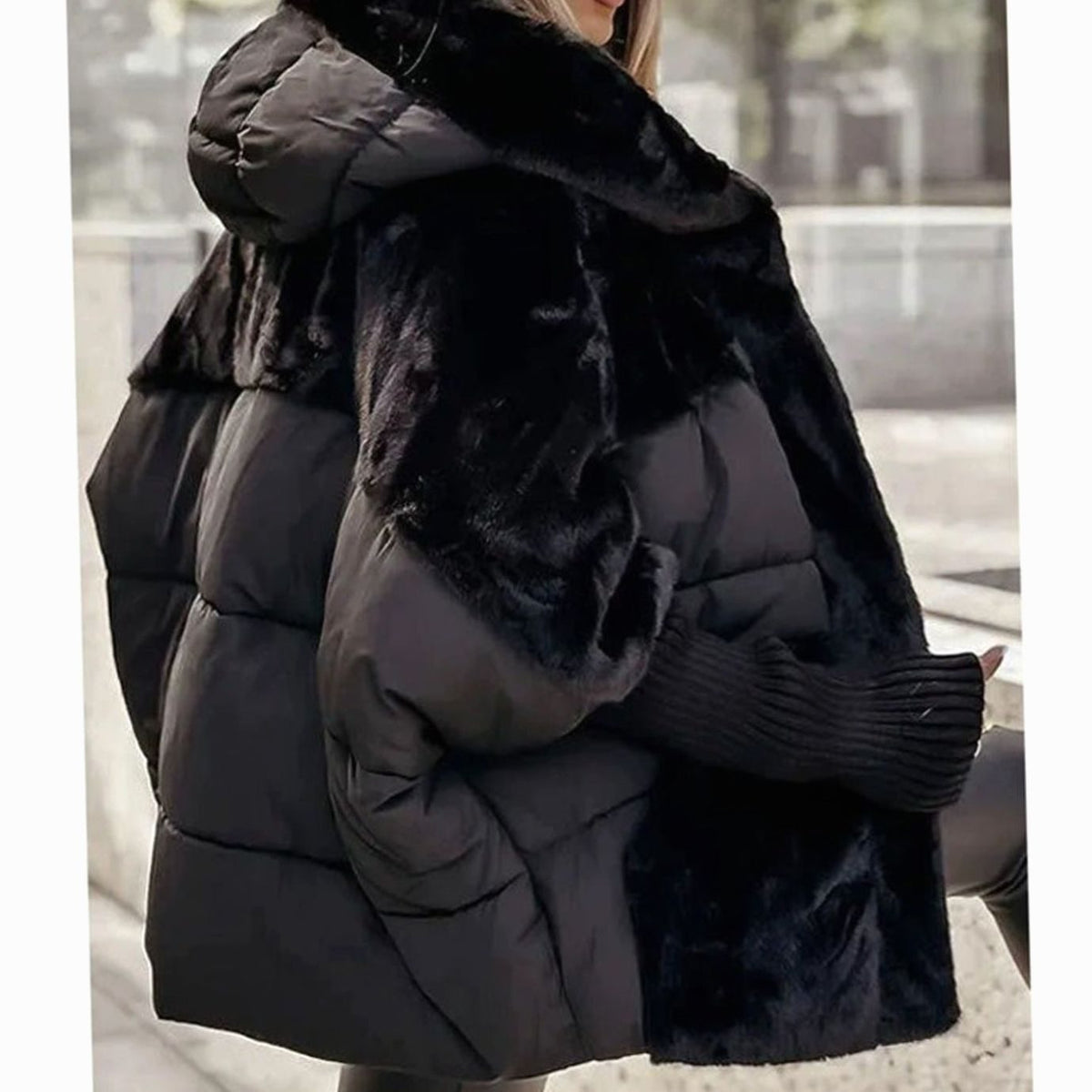 Oversized gewatteerde winterjas voor dames met capuchon en nepbont