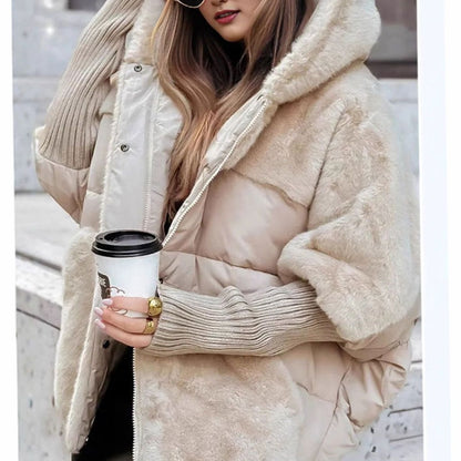 Oversized gewatteerde winterjas voor dames met capuchon en nepbont
