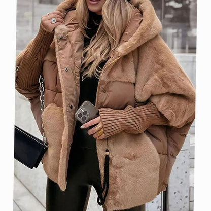 Oversized gewatteerde winterjas voor dames met capuchon en nepbont