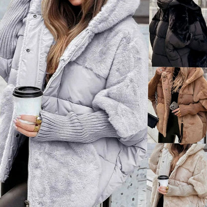 Oversized gewatteerde winterjas voor dames met capuchon en nepbont