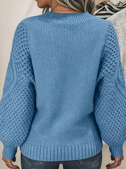 Oversized grofgebreide damestrui met lantaarnmouwen
