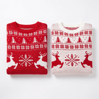 Oversized off-shoulder kersttrui voor dames met Noors patroon