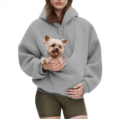 Oversized sherpa hoodie voor dames met geïntegreerde buidelzak voor huisdieren