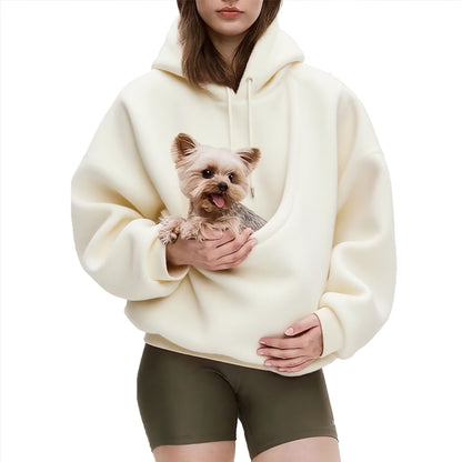 Oversized sherpa hoodie voor dames met geïntegreerde buidelzak voor huisdieren