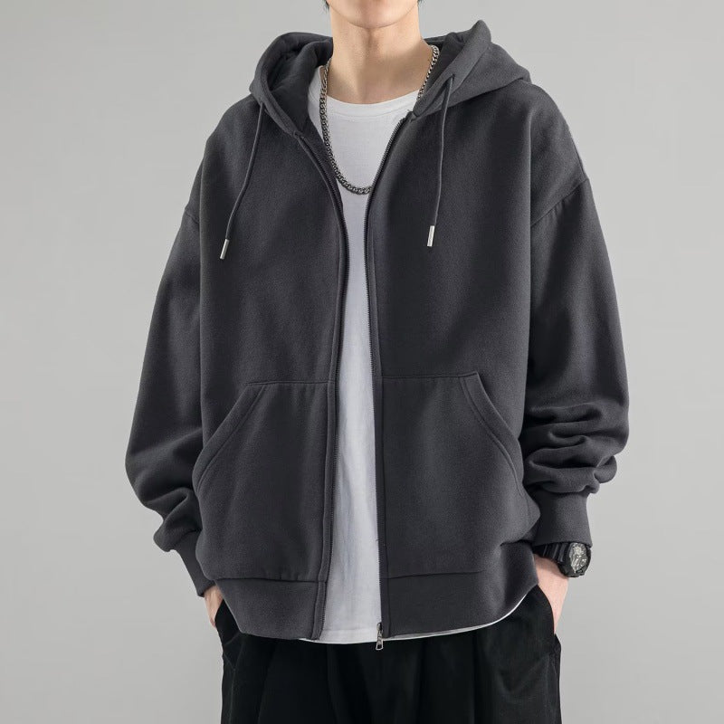 Oversized vest met capuchon voor heren, volledige ritssluiting, dubbellaagse capuchon en kangoeroezakken