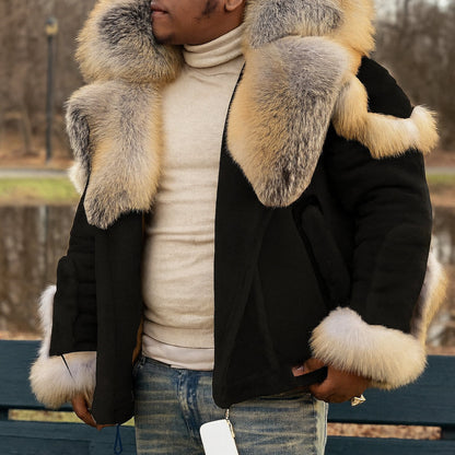 Oversized winterjas voor heren met dikke kraag