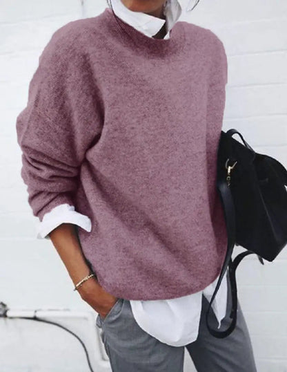 Oversized zachtgebreide damestrui met ronde hals