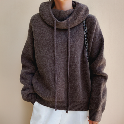 Paige | Gebreide hoodie met kolkraag en relaxed fit voor dames