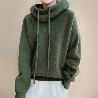 Paige | Gebreide hoodie met kolkraag en relaxed fit voor dames