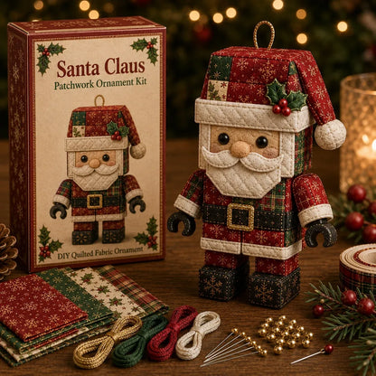Patchwork kerstman ornament knutselset zonder naaien