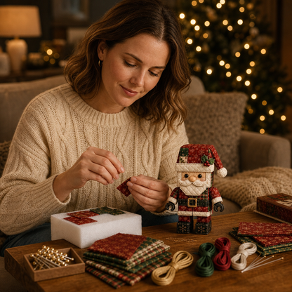 Patchwork kerstman ornament knutselset zonder naaien