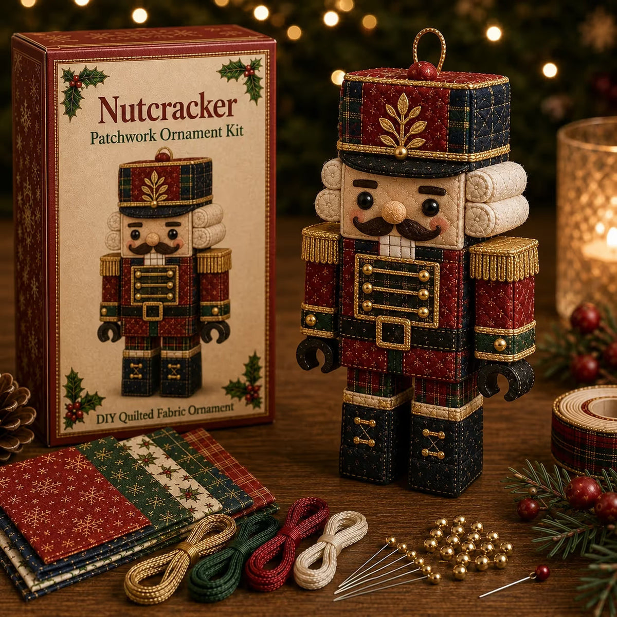 Patchwork kerstman ornament knutselset zonder naaien