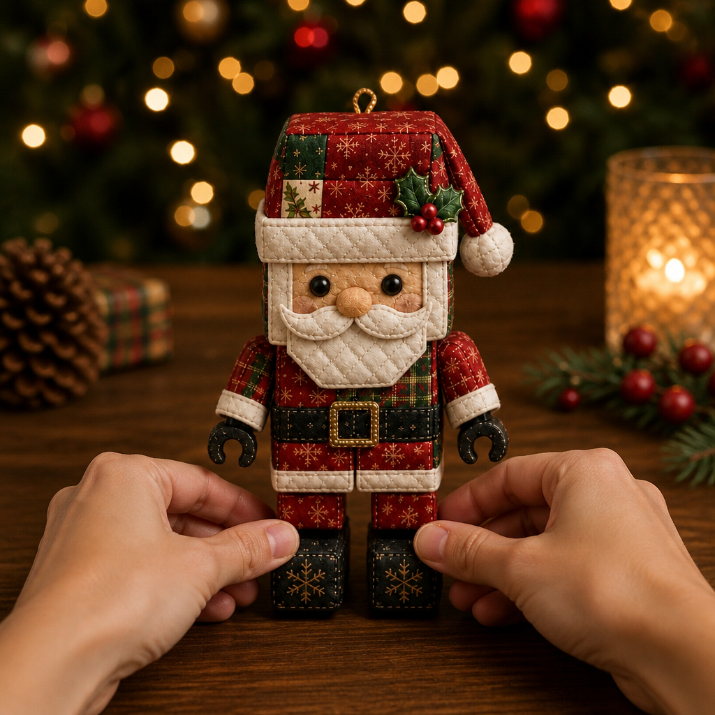 Patchwork kerstman ornament knutselset zonder naaien