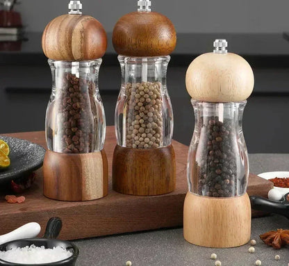 Peper- en zoutmolenset van hout en glas – Stijlvolle kruidenmolens voor de keuken