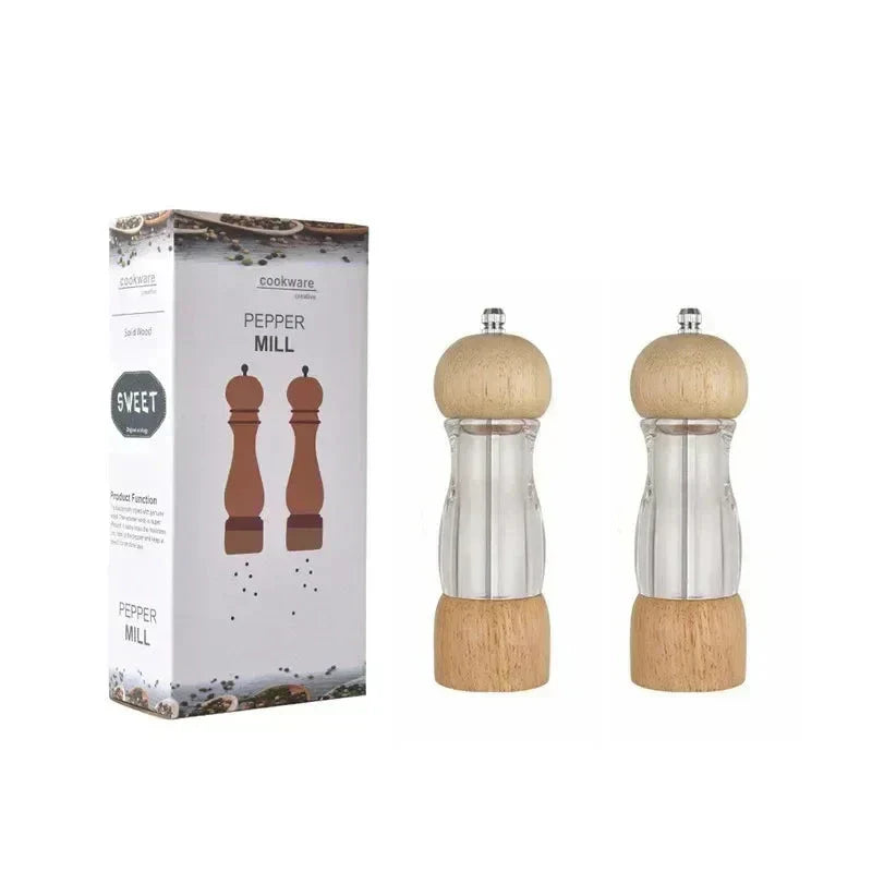 Peper- en zoutmolenset van hout en glas – Stijlvolle kruidenmolens voor de keuken