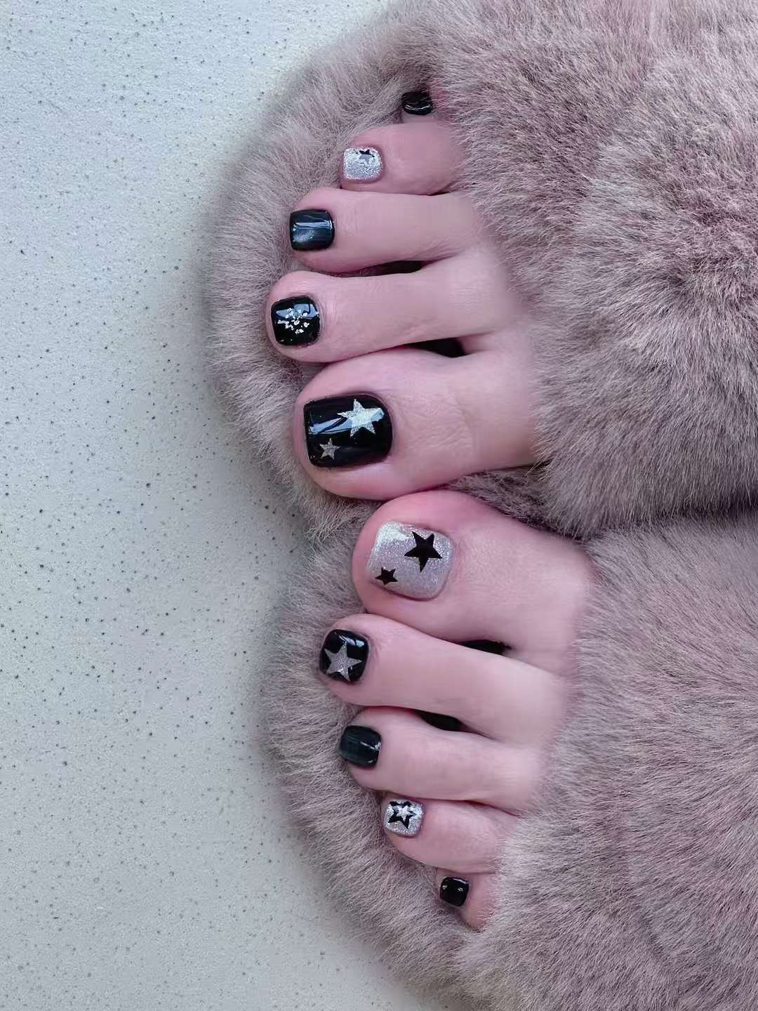 Plak-teennagels met sterrenversiering