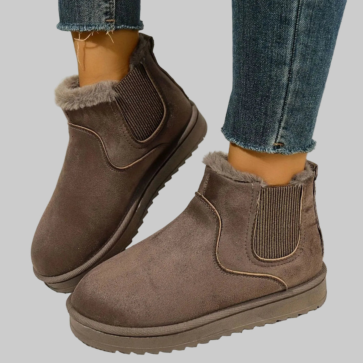 Pluche gevoerde instap-snowboots met plateauzool voor dames