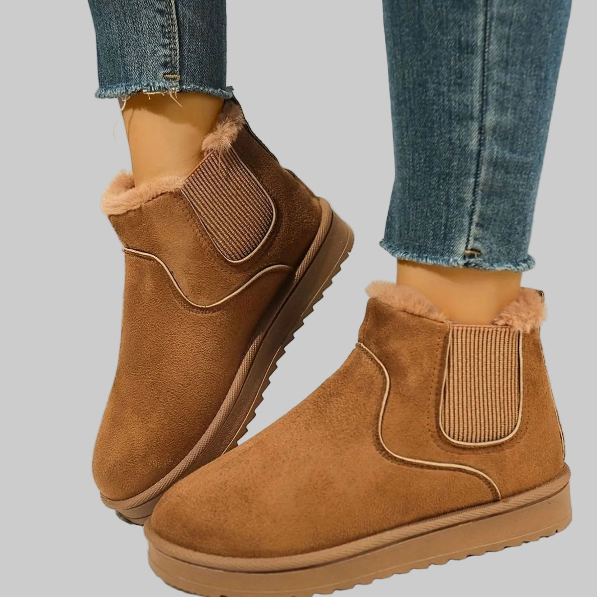 Pluche gevoerde instap-snowboots met plateauzool voor dames