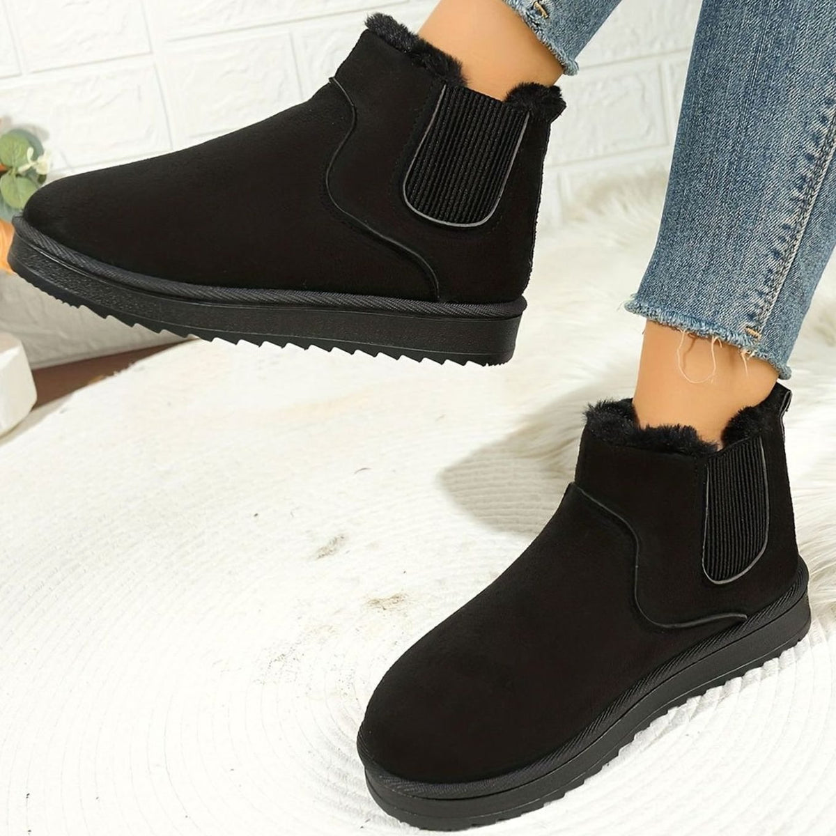 Pluche gevoerde instap-snowboots met plateauzool voor dames