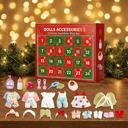 Poppenaccessoires Adventskalender, 24 Dagen Kleertjes en Verzorgingsverrassingen