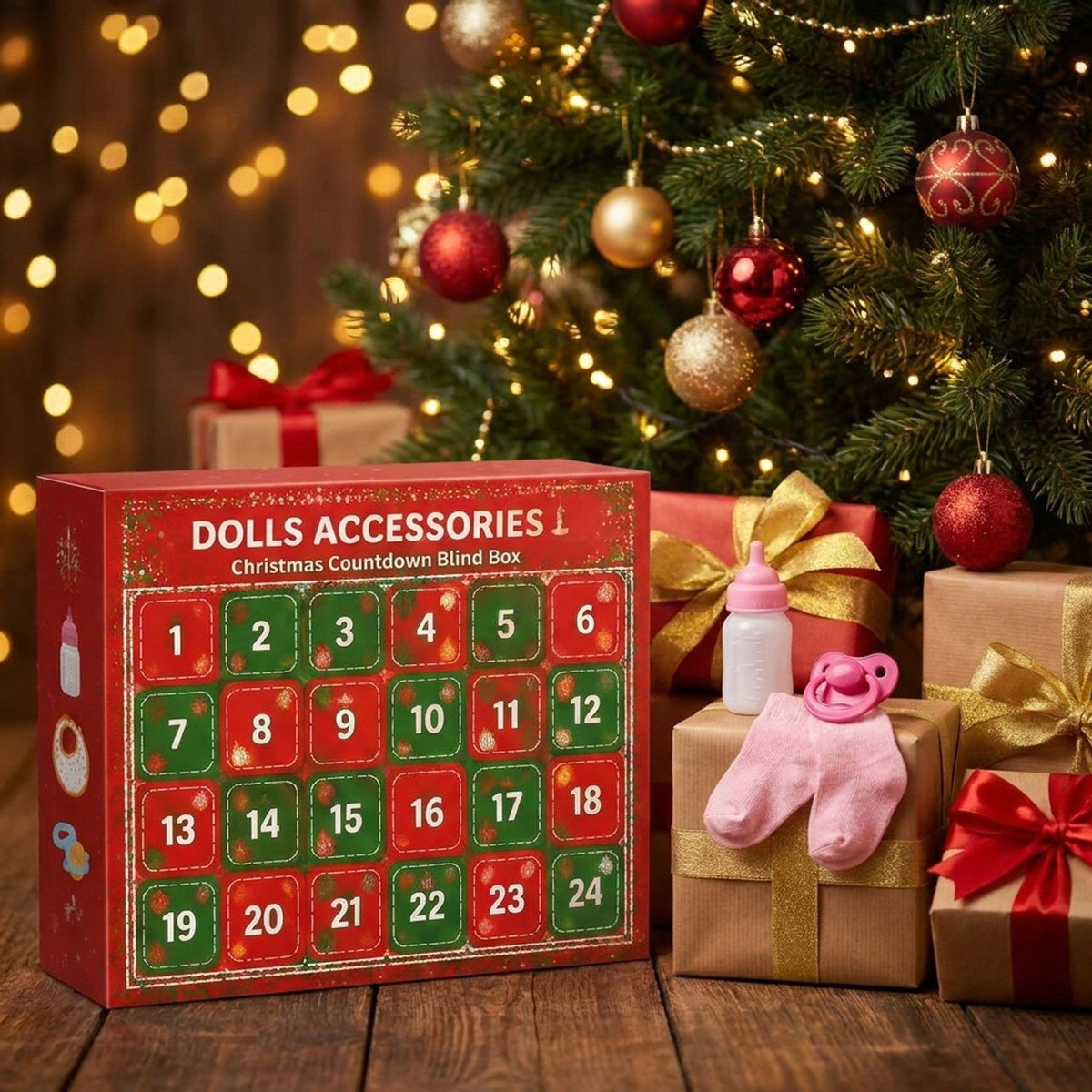 Poppenaccessoires Adventskalender, 24 Dagen Kleertjes en Verzorgingsverrassingen