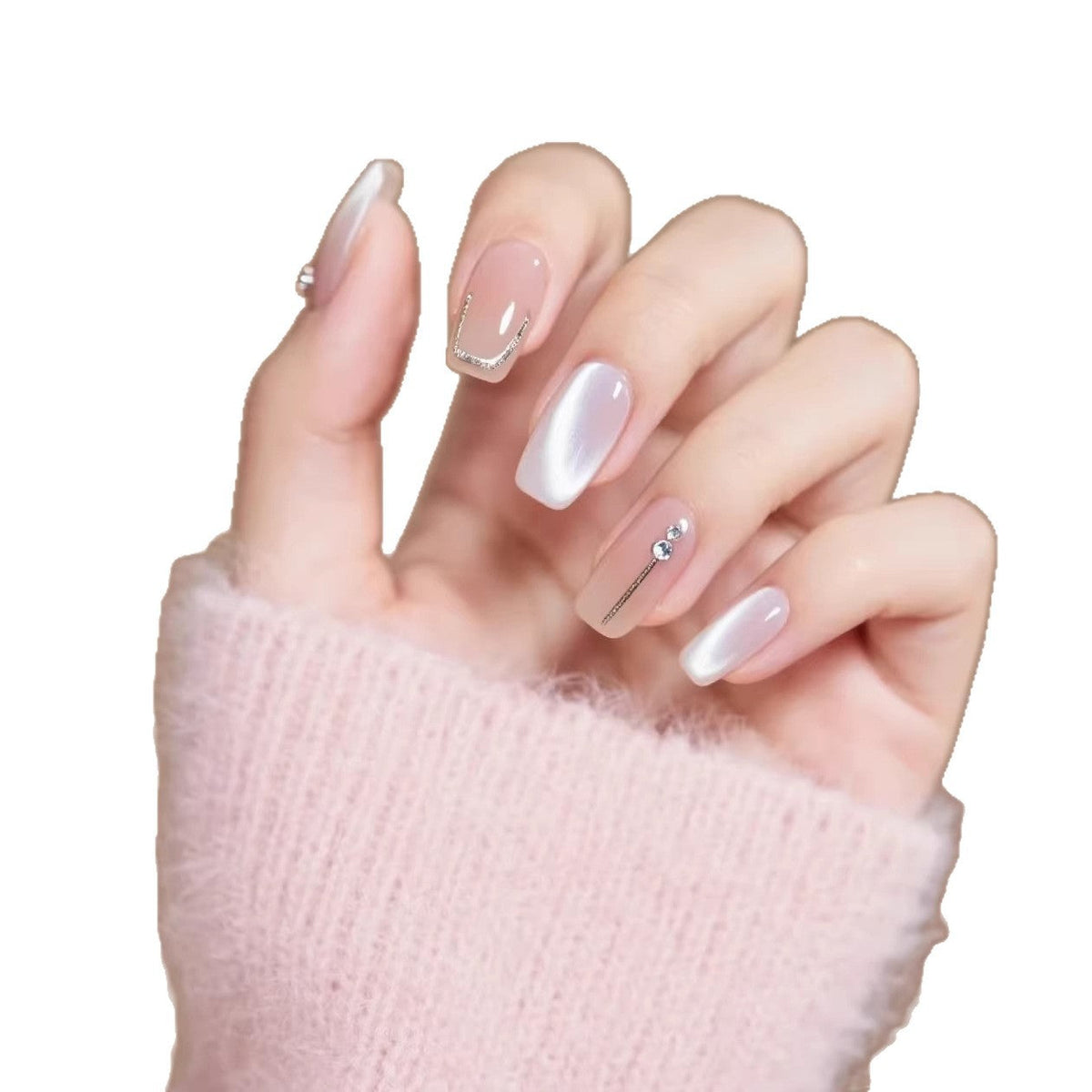 Press-on nagelset met elegant French tip-design