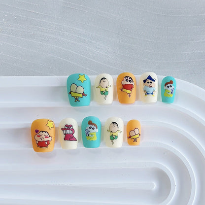Press-on nagelset met speelse figuurtjes