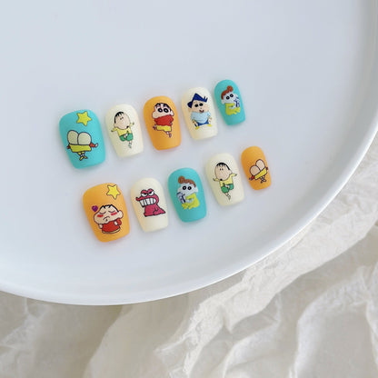 Press-on nagelset met speelse figuurtjes