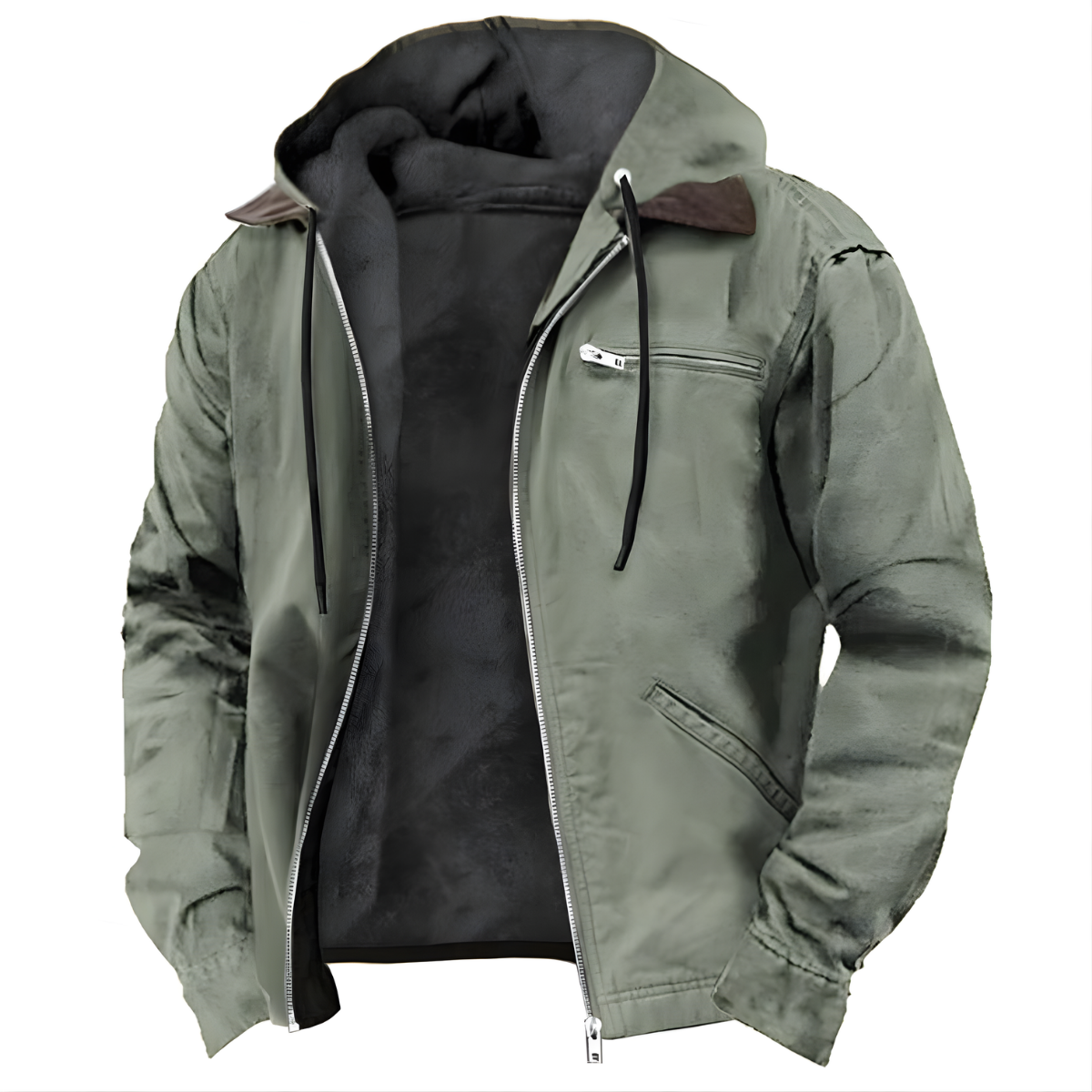 PU-jas met capuchon - Lang model met capuchon en katoenen voering - Herenjas voor winter en dagelijks gebruik