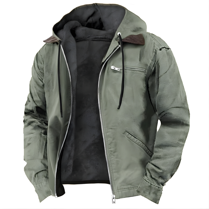 PU-jas met capuchon - Lang model met capuchon en katoenen voering - Herenjas voor winter en dagelijks gebruik