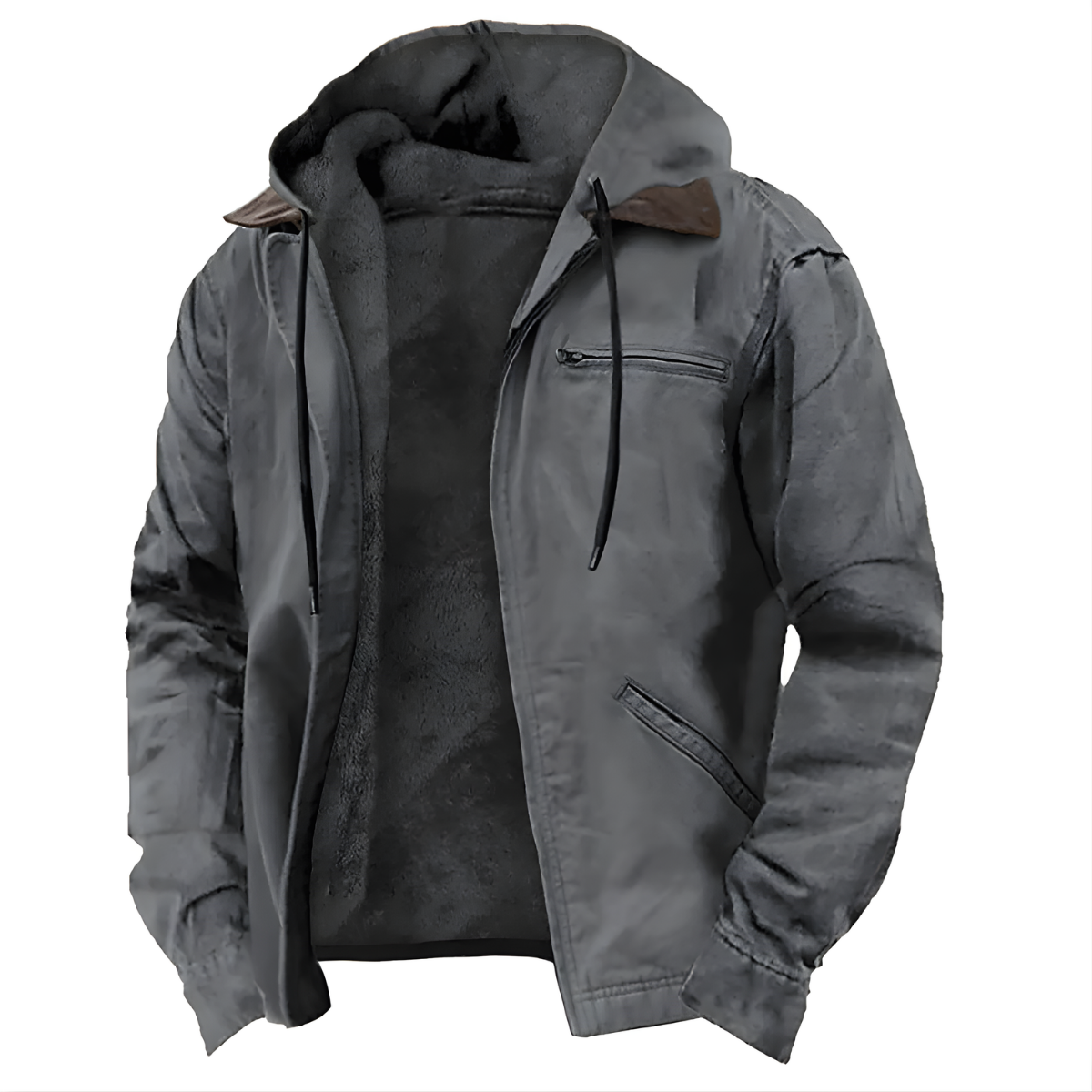 PU-jas met capuchon - Lang model met capuchon en katoenen voering - Herenjas voor winter en dagelijks gebruik