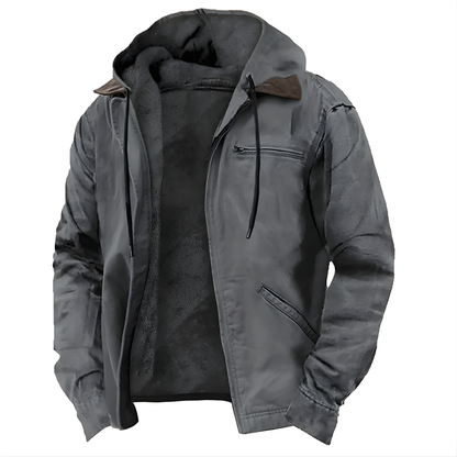 PU-jas met capuchon - Lang model met capuchon en katoenen voering - Herenjas voor winter en dagelijks gebruik