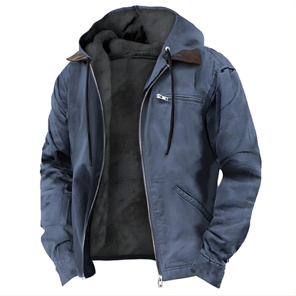 PU-jas met capuchon - Lang model met capuchon en katoenen voering - Herenjas voor winter en dagelijks gebruik