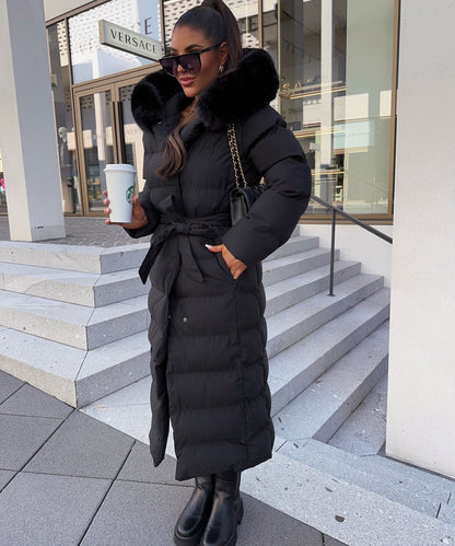 Puffer winterjas voor dames - Met riem