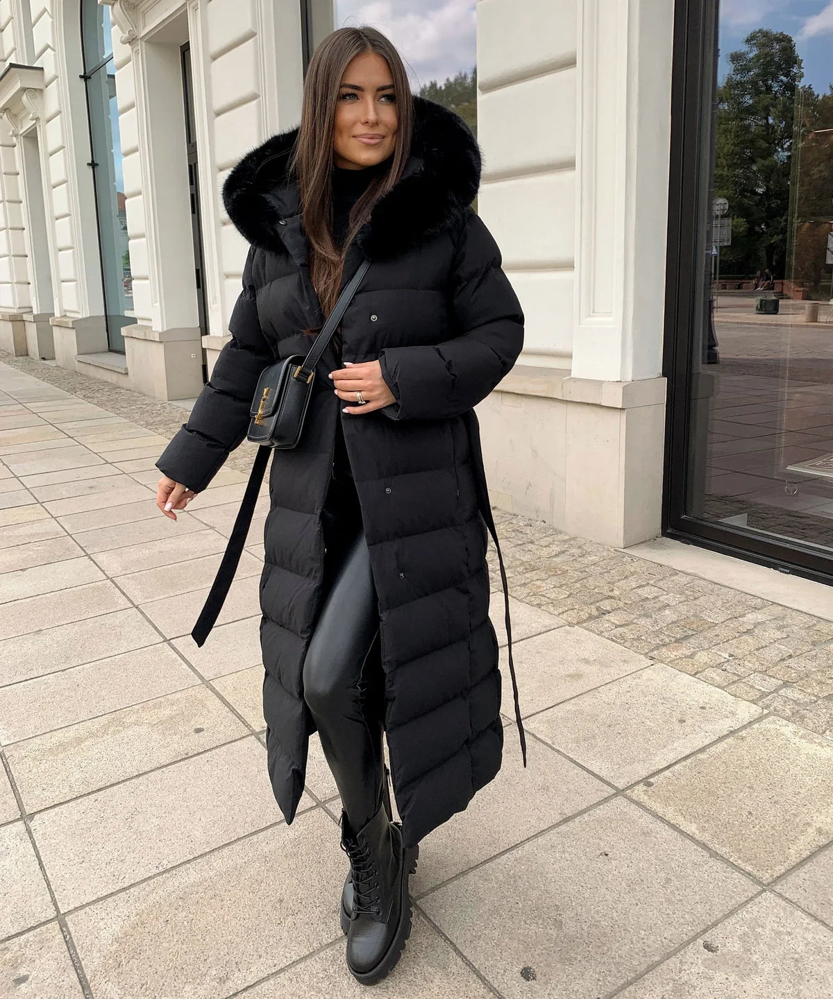 Puffer winterjas voor dames - Met riem