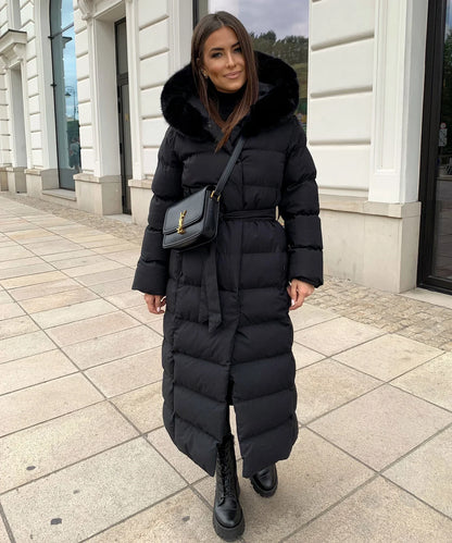 Puffer winterjas voor dames - Met riem