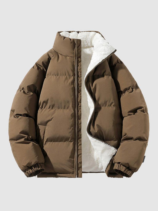 Pufferjas voor heren met fleece en ritssluiting