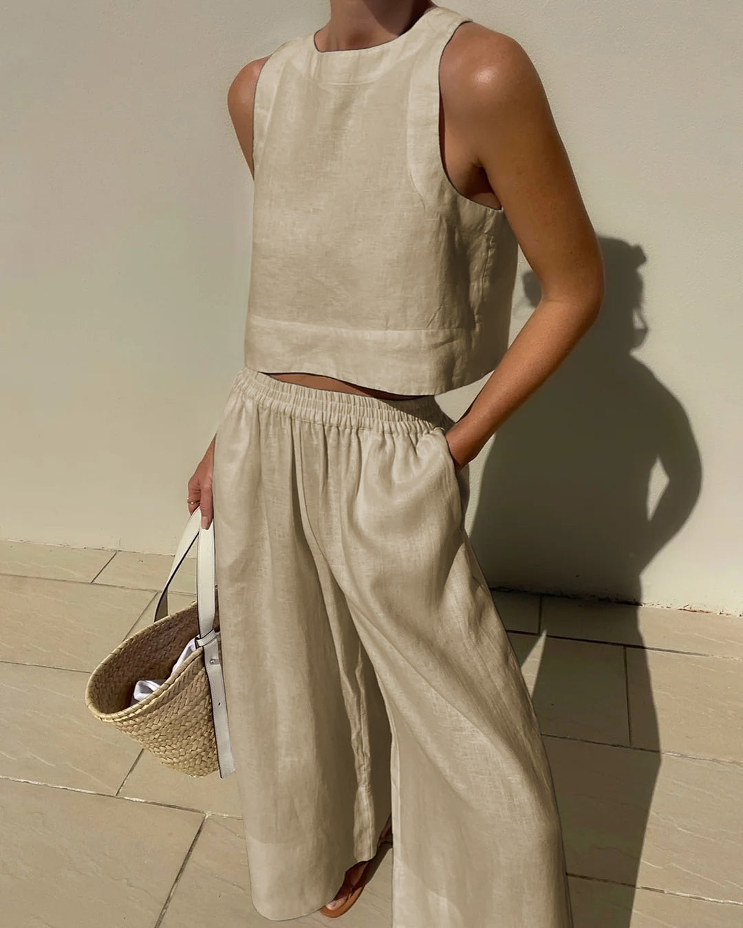 Image of Rebecca | Dames High-Waisted Wide Leg Broek Set