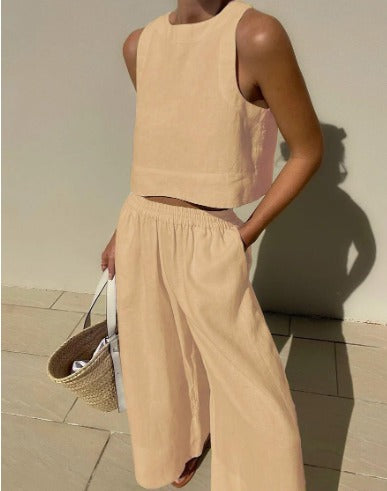 Image of Rebecca | Dames High-Waisted Wide Leg Broek Set